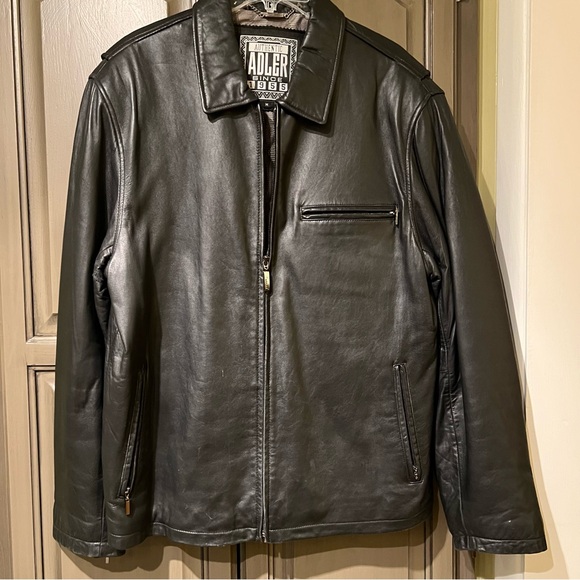 Adler Other - Adler Men M Black Lamb Leather Jacket quilted lining Moto bomber 90’s zip